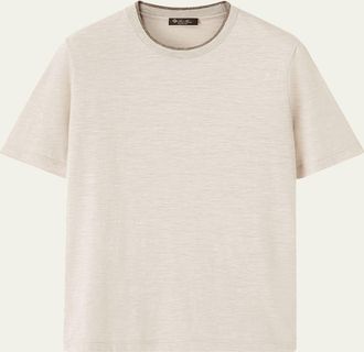 Loro Piana Mens Cashmere, Linen and Silk Tipped Crewneck T-Shirt