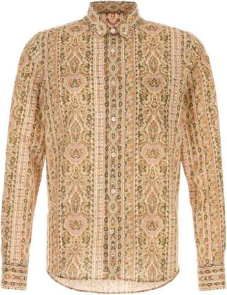 Valentino Garavani Printed Cotto Shirt - Heren - Casual Overhemden - Veelkleurig - L - Katoen - Overhemden