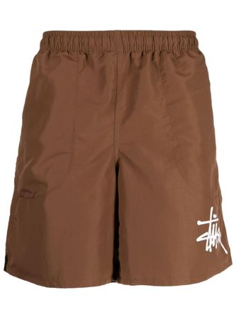 St&uuml;ssy logo-print bermuda shorts - men - Nylon/Polyester - M - Brown