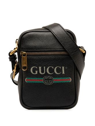 Gucci 2000-2015 Gucci crossbodytas met logo - Zwart