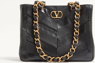 Valentino Garavani Valentino Garavani Laseine Small Shopping Bag In Chevron-Patterned Nappa Leather Wo