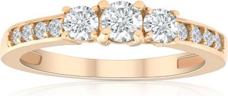 Pompeii3 1/2ct Diamond Three Stone Ring 14K Yellow Gold