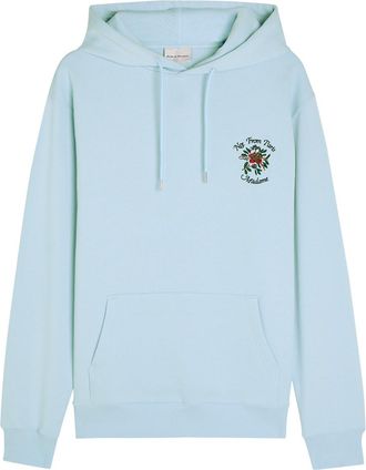 Dr&ocirc;le de Monsieur DR&Ocirc;LE DE Monsieur Nfpm Floral-embroidered Hooded Cotton Sweatshirt - Light Blue - XL