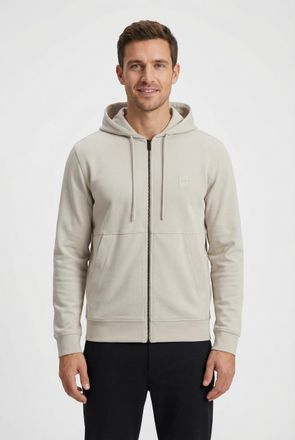 Boss Orange by Hugo Boss Kapuzensweatjacke BOSS ORANGE Zetalky, Herren, Gr. 4XL, open grau070, Sweatware, Obermaterial: 100% Baumwolle, loose fit h&uuml;ftbedeckend, B&uuml;ndchen, Swea