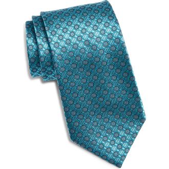 Nordstrom Medallion Silk Tie in Teal at Nordstrom