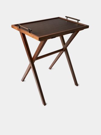 Pinetti Dedalo Leather and Walnut Tray Table
