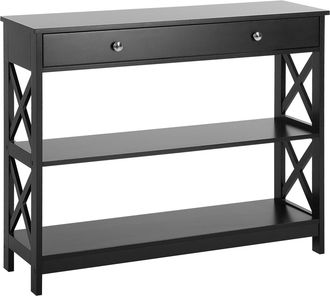 Beliani Aparador Negro 80 X 100 X 30 Cm 1 Caj&oacute;n 2 Baldas Estilo R&uacute;stico Montgomery