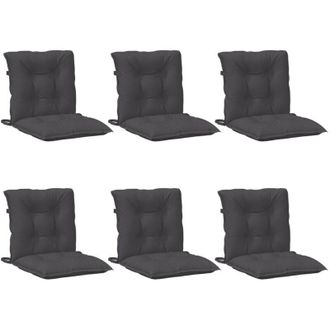 vidaXL Cojines Silla Respaldo Bajo 6 Ud Tela Gris Antracita Melange Vidaxl