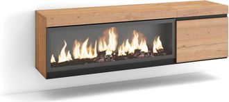 Skraut Home Skraut Home - Mueble Tv, Televisi&oacute;n, Muebles De Sal&oacute;n, Almacenaje, 160, Para Tv Hasta 65, Chimenea El&eacute;ctrica Xxl, Colgado, Suspendido, Estilo Moderno,