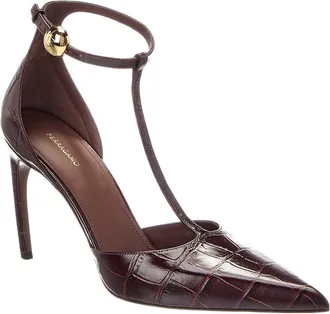 Ferragamo Ferragamo Odette 100 Croc-Embossed Leather Pump