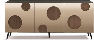 Capodarte Madia 180 cm in legno Teak 3 ante con specchio Bronzo 5 piedini - ohara