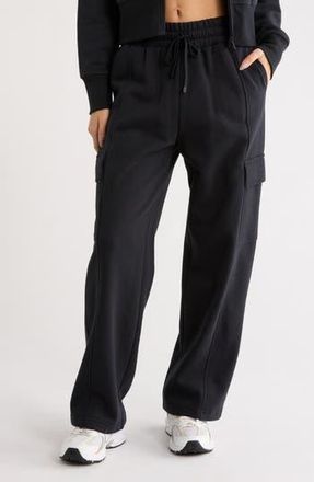 Zella Feather Fleece Utility Pants in Black at Nordstrom Rack, Size X-Large