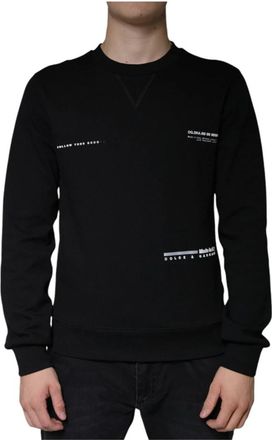 Dolce & Gabbana Logo Print Crewneck Sweatshirt - Heren - Sweatshirts - Zwart - S - Katoen - Hoodies & sweatvesten