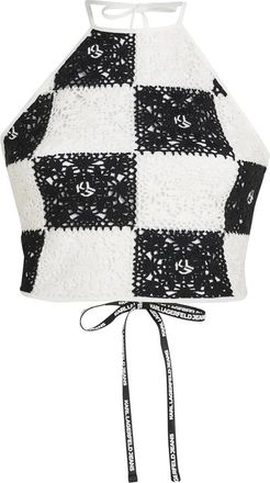 Karl Lagerfeld halterneck crochet top - women - Polyester - L - White