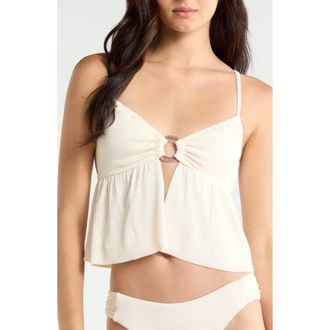 Sanctuary Shirred Tankini Top in Cream at Nordstrom, Size X-Large