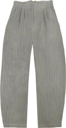 Cortana Lupe- hemelsblauwe gestreepte linnen broek - Dames - Broeken - Blauw - XL - Linnen - Broeken