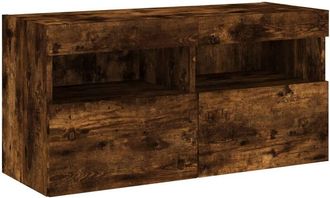 vidaXL Mueble de TV de pared con luces LED roble ahumado 80x30x40 cm vidaXL