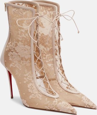 Christian Louboutin KM 100 lace-trimmed leather ankle boots