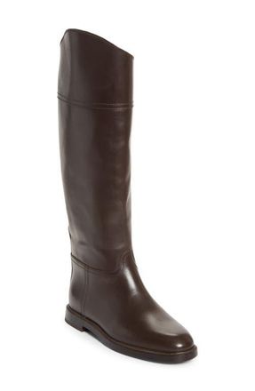 Brunello Cucinelli Monili Trim Riding Boot in C8279 Dark Brown at Nordstrom, Size 6Us