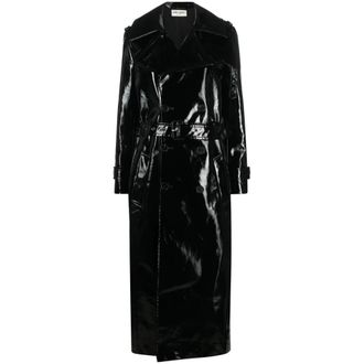 Saint Laurent Laminated Trench Coat - female - Saint Laurent - Trench Coats - Black - 2XS - Coats