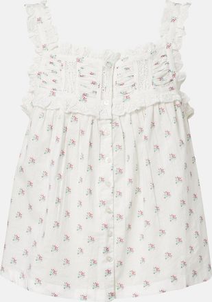 D&ocirc;en D&ocirc;en Fidella floral lace-trimmed cotton top