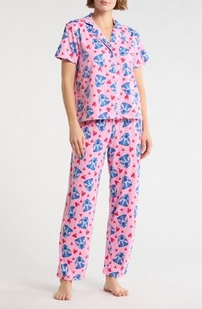 Lilo & Stitch Stitch Print Short Sleeve Top & Pants Pajamas in Pk Print at Nordstrom Rack, Size X-Large