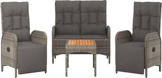 vidaXL Juego De Comedor De Jard&iacute;n 4 Piezas Con Cojines Rat&aacute;n Pe Gris Vidaxl