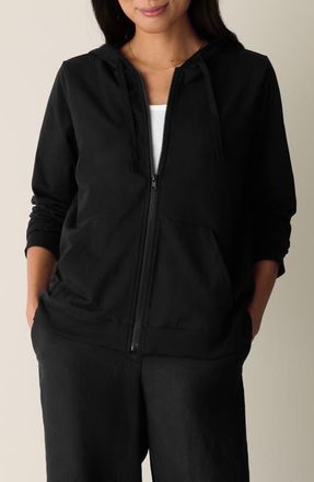 Eileen Fisher Hooded Zip Jacket in Black at Nordstrom, Size Xx-Small