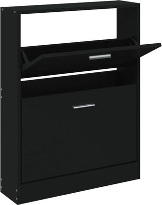 vidaXL Shoe Cabinet Black 59x17x81 cm Engineered Wood Vidaxl