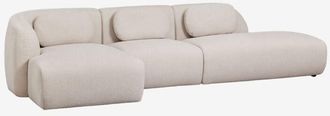 Sklum Sof&aacute; Modular Chaise Longue Izquierdo De 3 Piezas Con Div&aacute;n Derecho En Chenilla Coquette Sklum