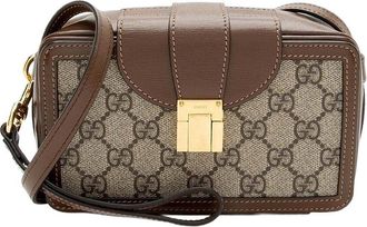 Gucci Beige Gg Supreme Canvas Clasp Camera Bag (Authentic Pre-Loved)