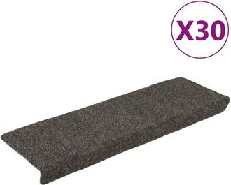 vidaXL Vidaxl - Felpudos Autoadhesivos Para Escaleras, 30 Unidades, 65 X 21 X 4 Cm, Antracita, Borde Rectangular