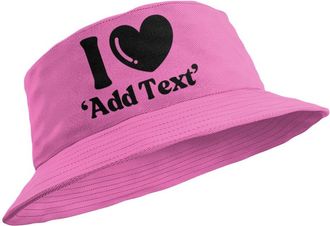 Generic Funny Personalised I Love Bucket Hat (UK, Alpha, L, Pink)