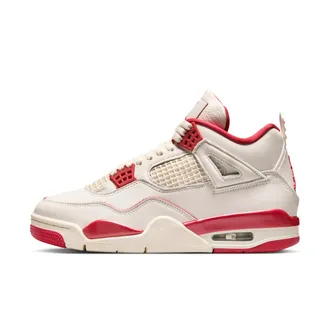 Nike Jordan Womens Air Jordan 4 Retro Pale Ivory and Tough Red Shoes in Brown | HV0823-108