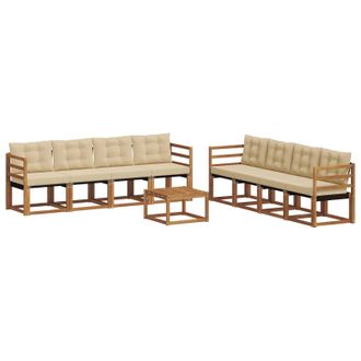 vidaXL Conjunto De Sof&aacute;s De Exterior Con Coj&iacute;n 9 Pcs Natural Y Beige Vidaxl