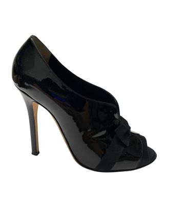 Dolce & Gabbana Pre-owned Womens & Bow Bootie in Black Patent Leather - Size EU 37