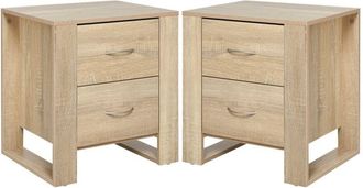 HOMCOM Homcom - conjunto de 2 mesitas de noche mesillas de noche con cajones y estilo moderno mesas auxiliares para dormitorio sal&oacute;n 48x39x54 cm