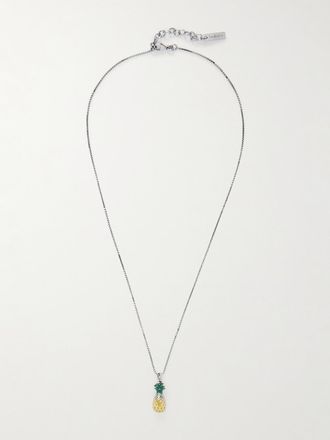 Saint Laurent Collana In Metallo Argentato E Smalto Pineapple - Argento