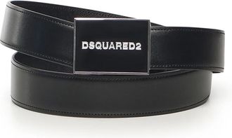 Dsquared2 Zwart Kalfsleer Ge&euml;mailleerde Gesp Riem - Heren - Riemen - Zwart - ONE Size - Leer - Accessoires