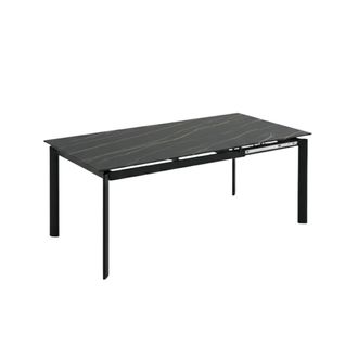 MondoViro Mesa extensible de gres efecto m&aacute;rmol negro, 120x90 cm, 76h