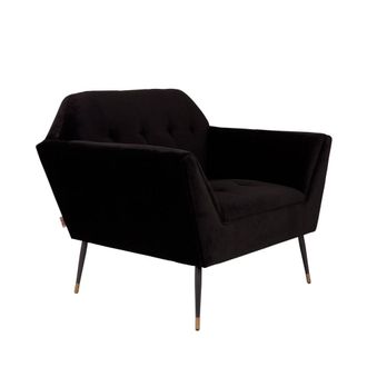 Dutchbone Sill&oacute;n de terciopelo negro Kate