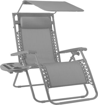 Best Choice Products Folding Zero Gravity Recliner Patio Lounge Chair w/ Canopy Shade, Headrest, Tray