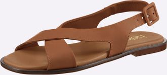 Heine Sandale HEINE, Damen, Gr. 36, cognac, Glattleder, Leder, Schuhe Sandale