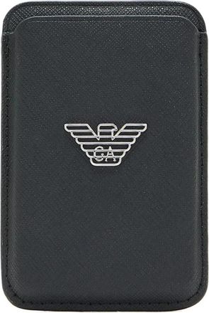 Emporio Armani Stijlvolle Leren Kaarthouder - Heren - Portefeuilles - Zwart - ONE Size - Accessoires