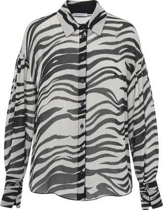 Patrizia Pepe Camicia in Creponne con Stampa Zebra - - Blouses & Shirts - Donna - Multicolore - XS