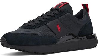 Polo Ralph Lauren Train 89 Suede Oxford Sneakers Mens Shoes Triple Black/Red Pony Player : 7.5 D - Medium