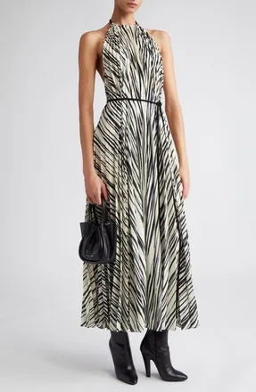 Proenza Schouler Variegated Stripe Halter Neck Dress in Ecru Multi at Nordstrom, Size 4