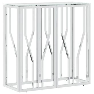 Berkfield Home Console Table 70x30x70 cm Stainless Steel & Glass in Silver | Size: 70 x 30 x 70 cm