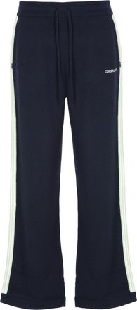 Casablanca Blue Merino Wool Pants With Embroidered Logo And Zip Pockets