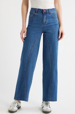 1822 Denim Seamed Raw Hem Wide Leg Jeans in Iman at Nordstrom, Size 30